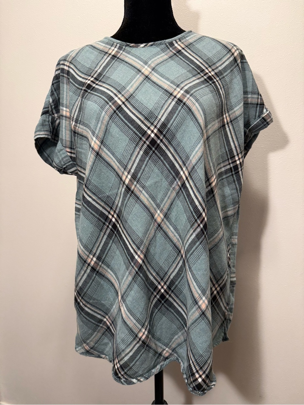 J. Jill Mint Green Plaid Short Sleeve Top